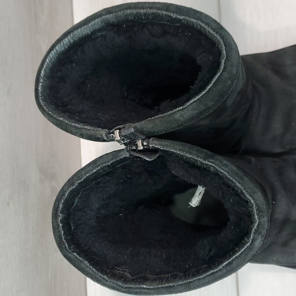 Ugg Australia Women Comfort 1889 Black Leather Sheepskin Boots shoes sz 8 - Picture 5 of 14